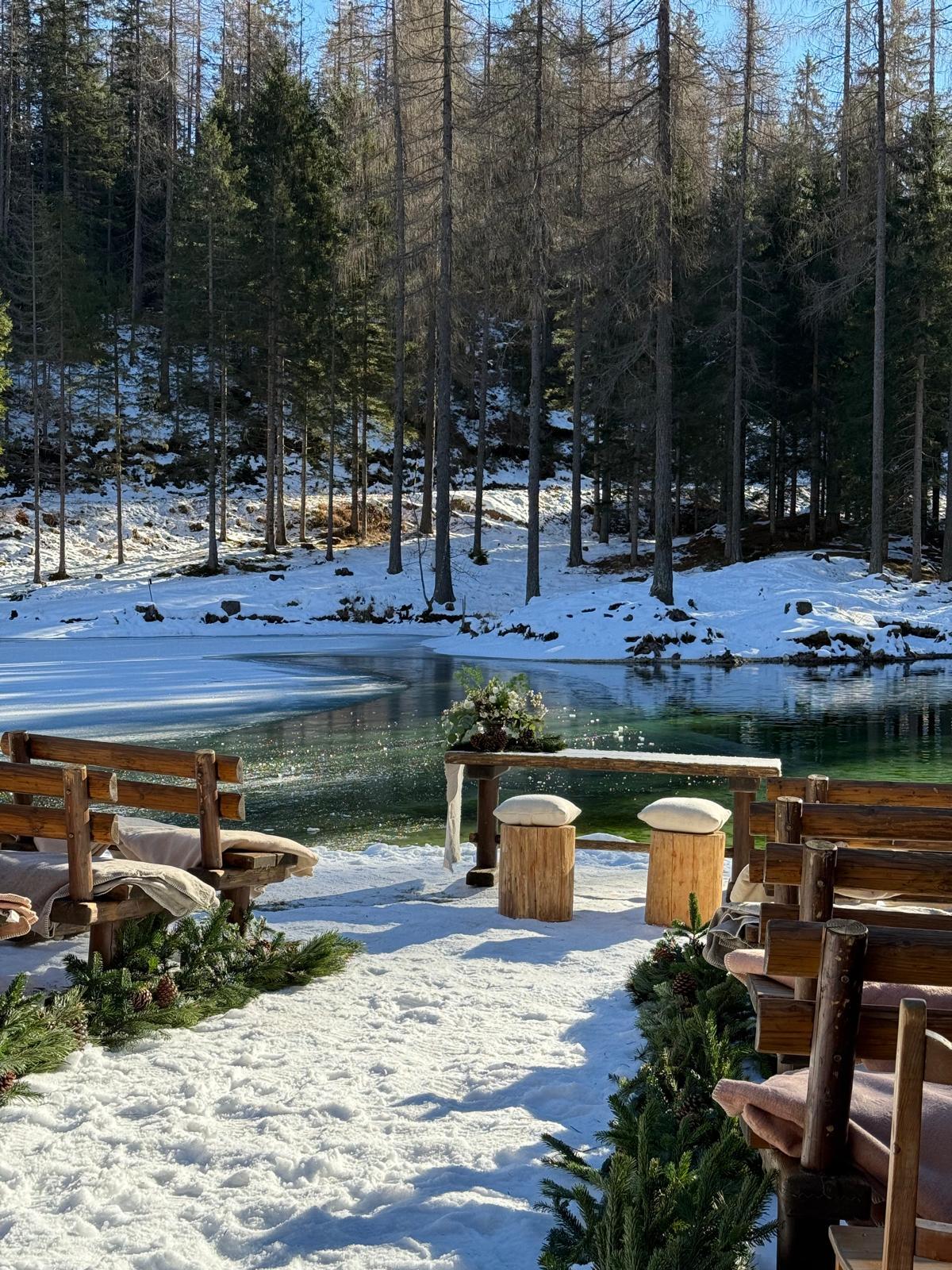 Allestimento del Lago Ghedina per una cerimonia civile
